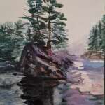 Muskoka Tree on Rock – Acrylic on canvas, 8" x 10"